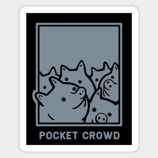 Pack of cute little piglets  in grey ink Magnet